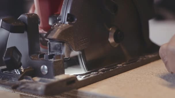 Carpenter Using Circular Saw — Stock Video