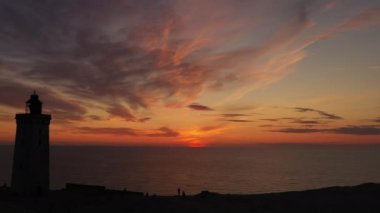 Rubjerg 'in İHA Uçuşu Gün Batımında Knude Deniz Feneri