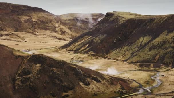 Chaîne de montagnes enveloppé dans la mousse et l'herbe flétrie — Video