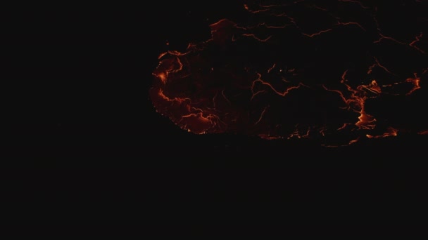 Беспилотник над расплавленной лавой от извергающегося вулкана Фаградальсфьолл — стоковое видео