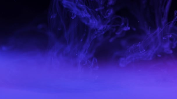 White Ink in Water on Dark Background With Hue of Lavender Forming Smoke — Stock Video