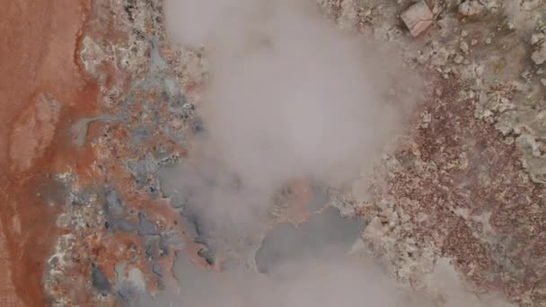 Drone Over Steaming Thermal Landscape — Stock video