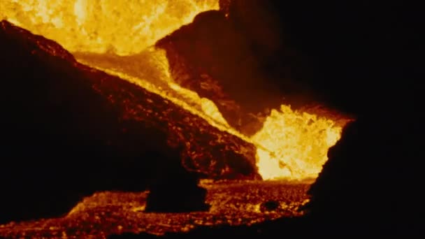 Lava From Erupting Fagradalsfjall Volcano — Stock Video