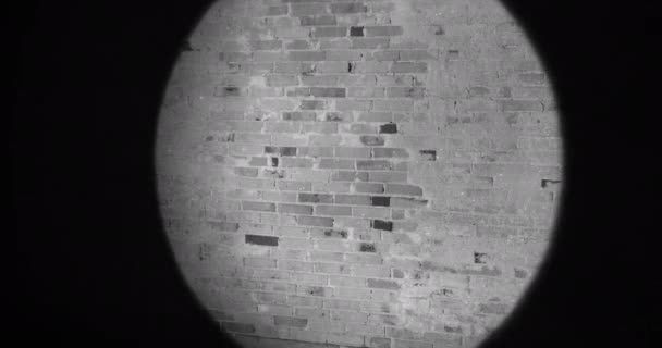 Brick Wall With Focused Light, On Black and White — Stok Video