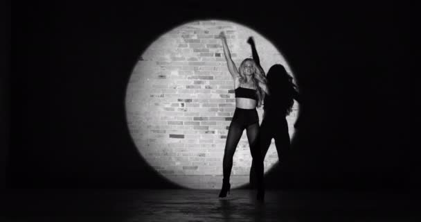 Steady Shot of a Graceful Dancer Dancing On a Black and White Video — Vídeo de stock