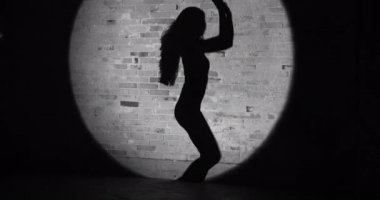 Karizmatik Dansçı Tuğla Duvarda Dans Ediyor Seksi Siluetiyle