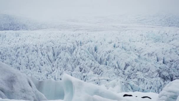 Drönare Skott av glaciärfält Taget på Island — Stockvideo