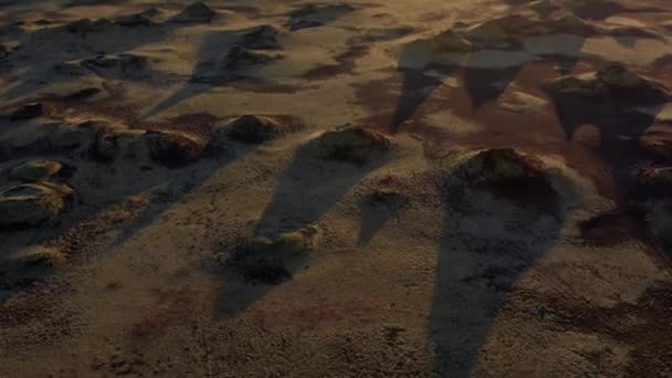 Панорамний повітряний знімок безкінечного польового горизонту і сонячного сяйва — стокове відео