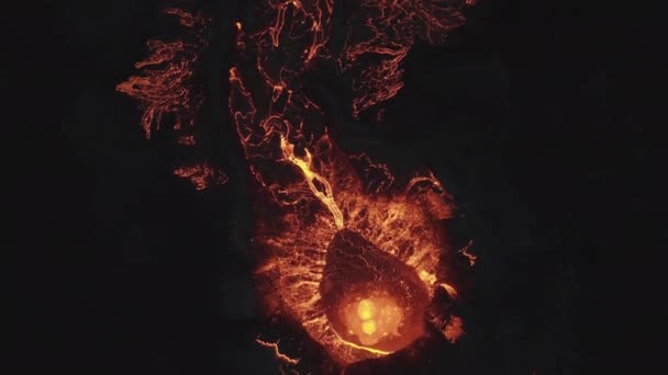 Lavaströme des ausbrechenden Vulkans Fagradalsfjall auf der Halbinsel Reykjanes, Island — Stockvideo