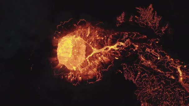 Drone sopra lava eruzione dal vulcano Fagradalsfjall nella penisola di Reykjanes — Video Stock