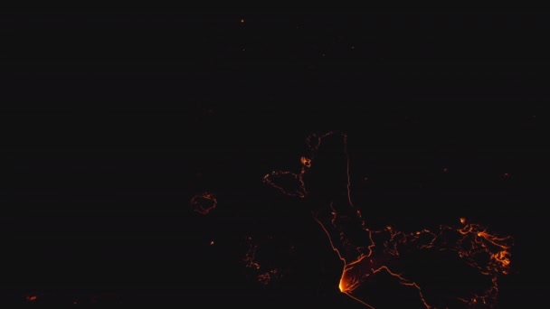 Drone sopra scuro flusso di lava da eruzione vulcano Fagradalsfjall — Video Stock