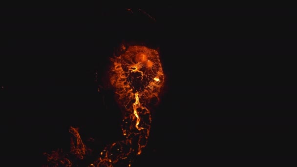 在火山喷发过程中在拉瓦上空旋转的鼓手 — 图库视频影像