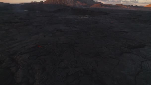 Drone Over Cooled Lava Flow From Erupting Volcán Fagradalsfjall — Vídeos de Stock