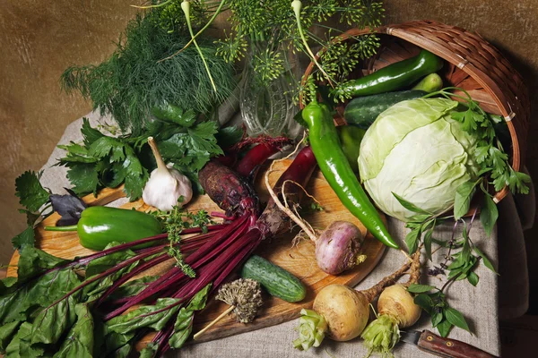 País Naturaleza muerta con verduras — Foto de Stock