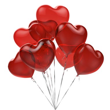 Kutlama için kalp şeklinde kırmızı balonlar