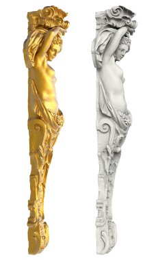 heykeli caryatids beyaz arka plan üzerinde antik Yunan