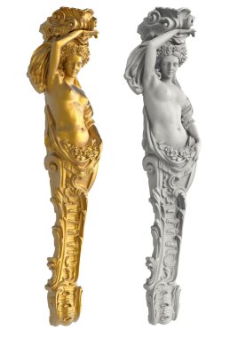 heykeli caryatids beyaz arka plan üzerinde antik Yunan