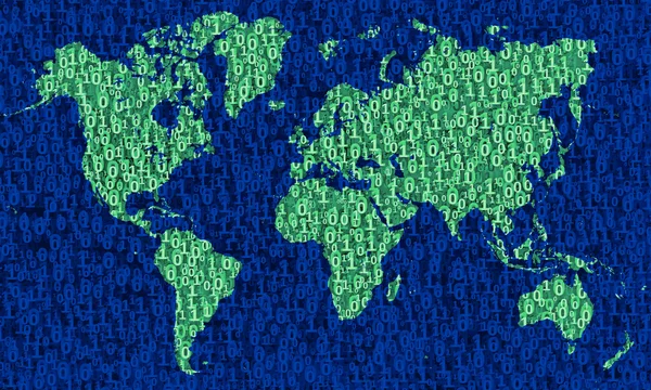 İkili rakamlar Dünya Haritası — Stok fotoğraf