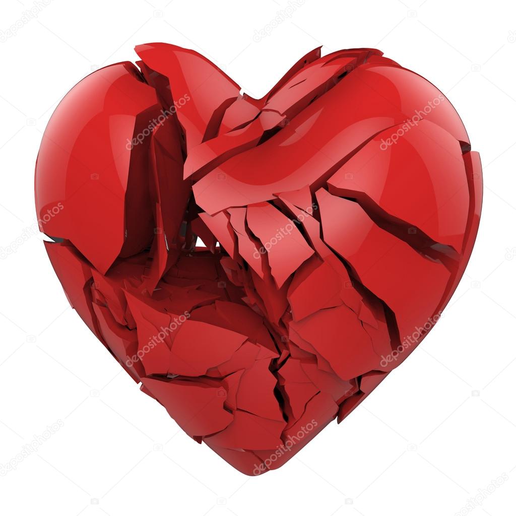 Broken heart isolated