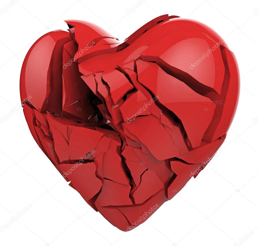 Broken heart isolated