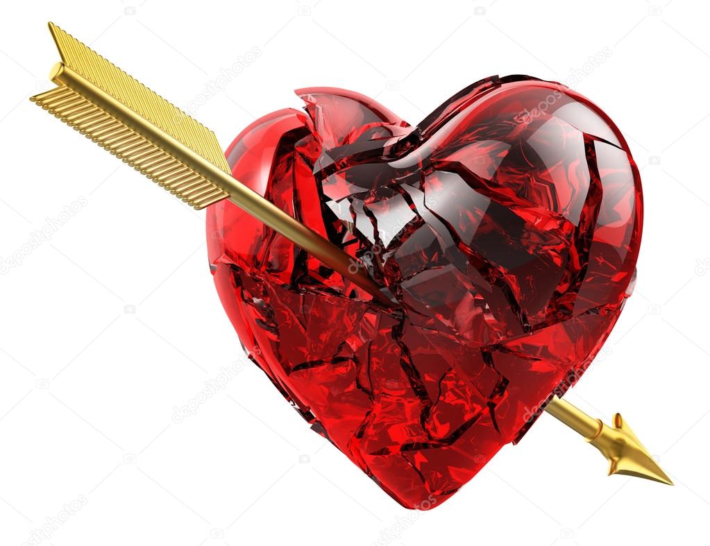 Heart glass broken arrow of love
