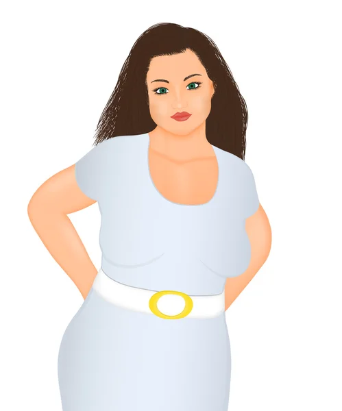 Felice donna in sovrappeso — Vettoriale Stock