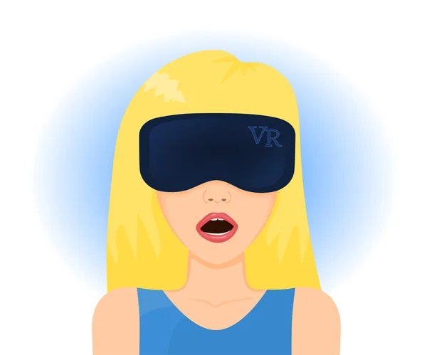 Frau in Virtual-Reality-Brille — Stockvektor