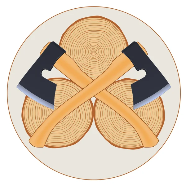Holzfäller-Logo mit Äxten — Stockvektor