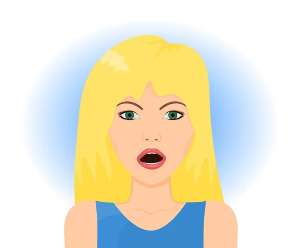 Mujer rubia sorprendida — Vector de stock