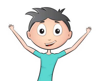 Eller yukarı olan mutlu çocuk