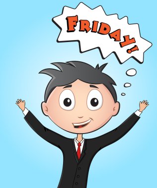 Sevinçle çığlık karikatür mutlu ofis çalışanı