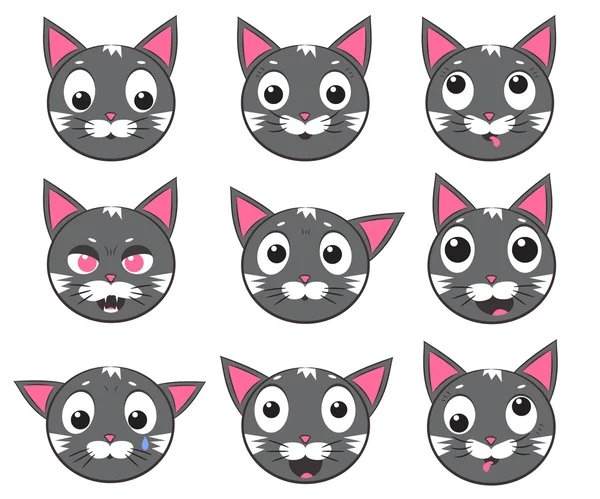 Vektorsymbole von Smiley-Katzengesichtern — Stockvektor