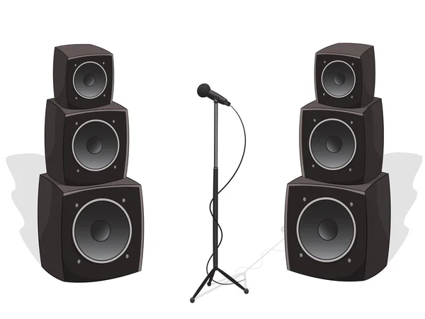 Bühne mit Lautsprechern und Mikrofon — Stockvektor