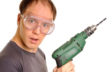 Matkap ile komik adam