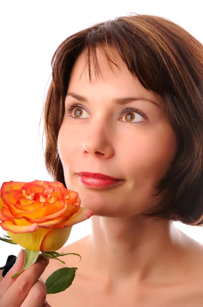 Beautiful woman with flower — Stock Photo, Image