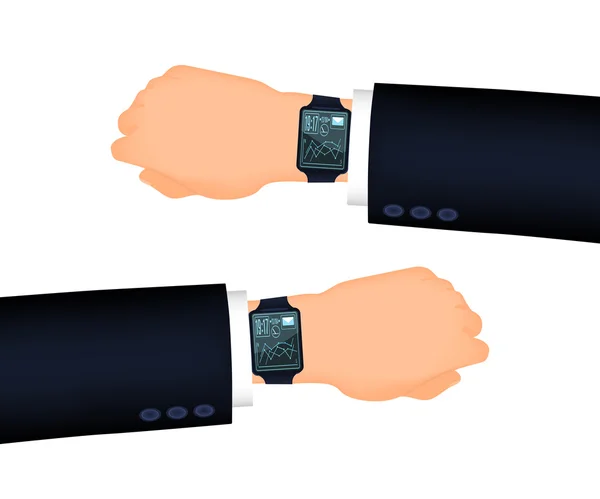 "Умные" часы: правая и левая рука — стоковый вектор