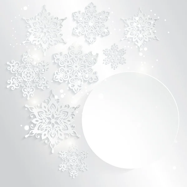 Résumé Contexte avec des flocons de neige en papier et place pour le texte — Image vectorielle