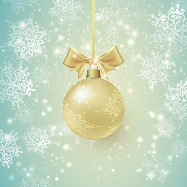Background with Golden Christmas ball and Snowflakes. — Stock Vector
