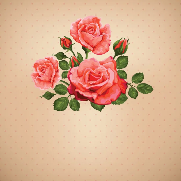 Carte vintage avec roses — Image vectorielle