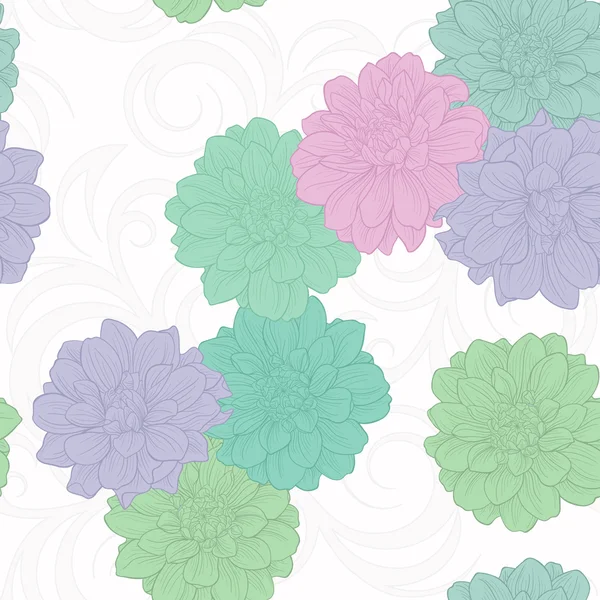 Nahtloses Muster mit Blumen. florale Ornamente und gezeichnete Konturlinien und Striche. Hintergrund der Hochzeit. — Stockvektor
