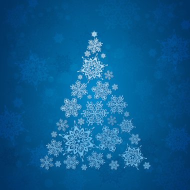 Noel kartı. Kar ile Noel ağacı. Vektör çizim.