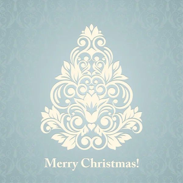 クリスマス カード。雪とクリスマス ツリー。ベクトル図. — ストックベクタ
