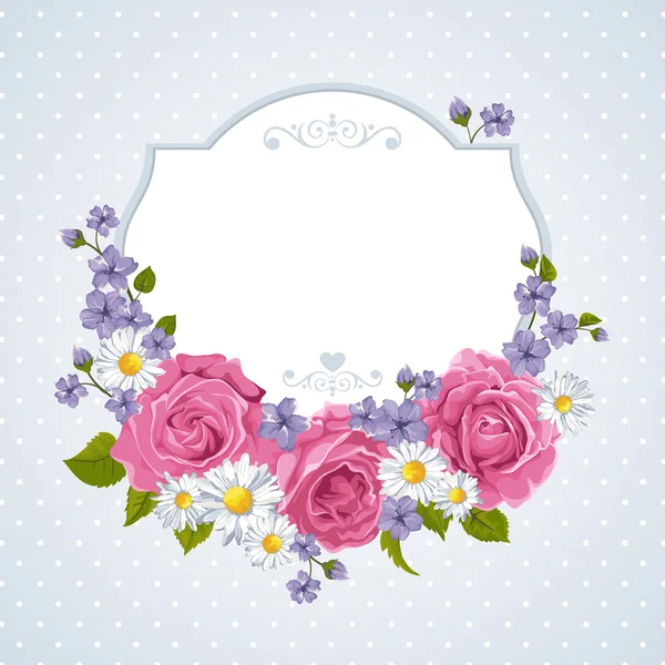 Rose fiorite con fiori primaverili su bianco. Illustrazione vettoriale . — Vettoriale Stock