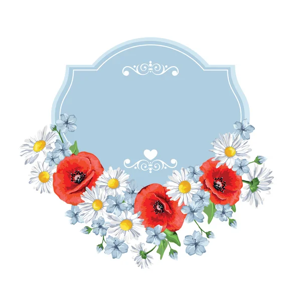 Blossoming spring flowers. Chamomiles , poppies. Vector illustration. Perfect for background greeting cards and invitations of the wedding, birthday, Valentine's Day, Mother's Day. — Stock Vector
