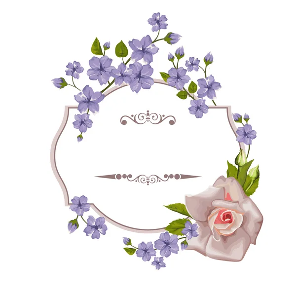 Blommande rosor med vårblommor på vitt. Vektor illustration. — Stock vektor