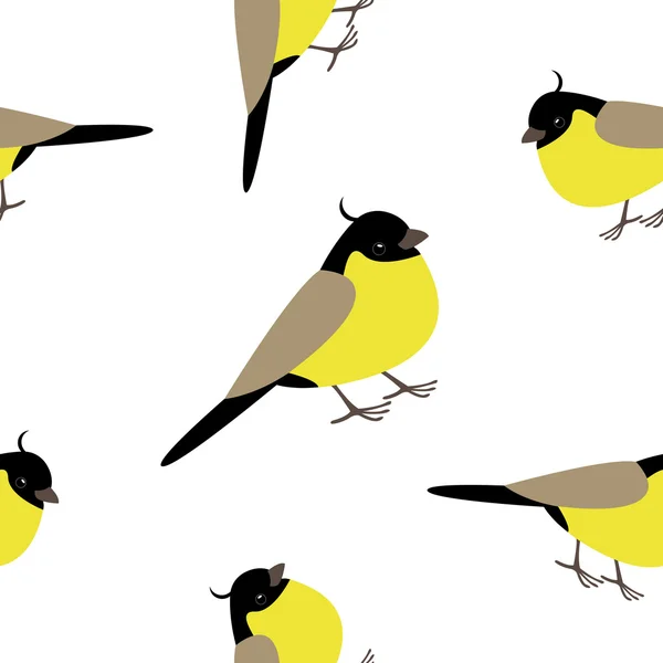 Padrão sem costura com pássaros amarelos adoráveis —  Vetores de Stock