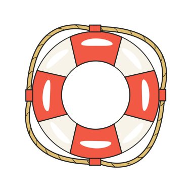 Lifebuoy beyaz arka planda izole edildi. Denizcilik teması. Tasarım elemanı. Yazdırma ve ağ için vektör illüstrasyonu