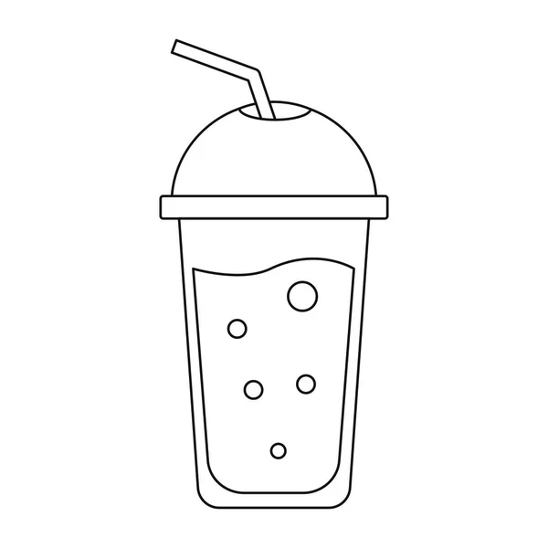 Glas Met Een Drankje Geïsoleerd Beeld Lineaire Tekening Zomer Cocktail — Stockvector