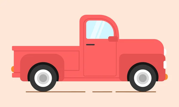 Rode Pick Truck Geïsoleerde Landbouwmachines Vector Illustratie Platte Stijl — Stockvector