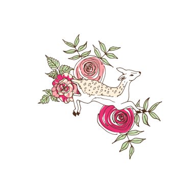 Eşarp çiçek arka plan üzerinde geyik